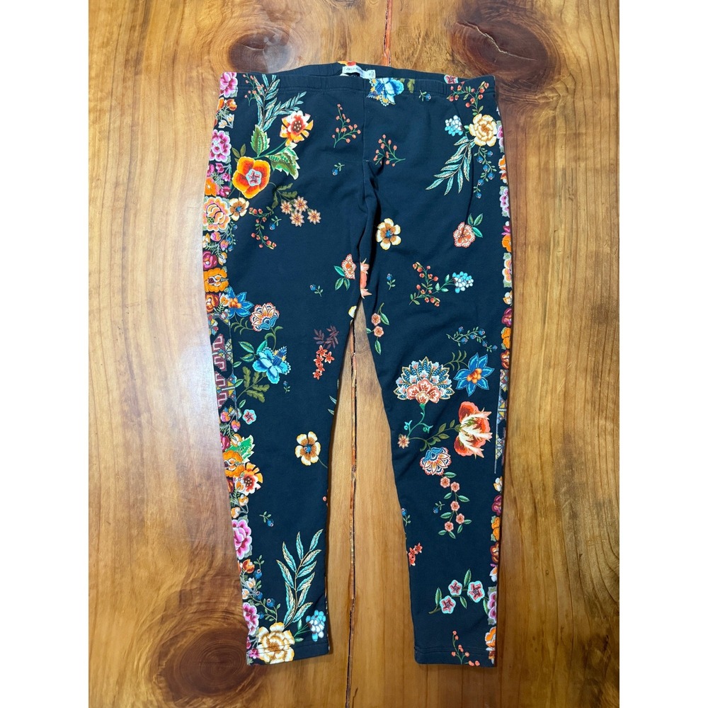 Johnny Was Los Angeles Women's Floral Leggings Pants XL Pull on Floral Cotton A8